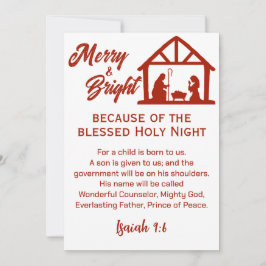 Tarjeta Festiva Navidades merry y brillantes Natividad Guión rojo