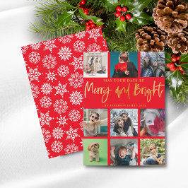 Tarjeta Festiva Navidades Merry y Red Faux Gold 9 Fotografía