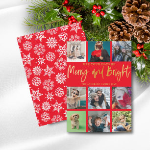 Tarjeta Festiva Navidades Merry y Red Faux Gold 9 Fotografía