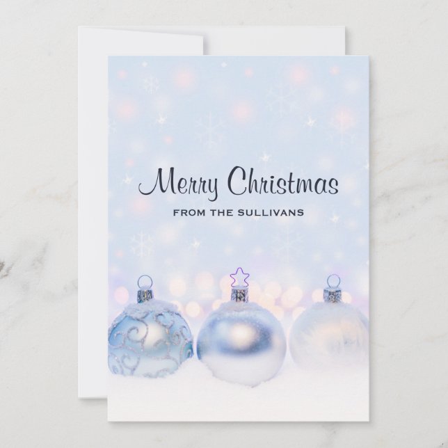 Tarjeta Festiva Navidades metálicos mágicos Bolas Fotografía (Anverso)