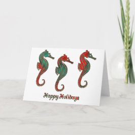 Tarjeta Festiva Navidades metálicos Seahorse Trio