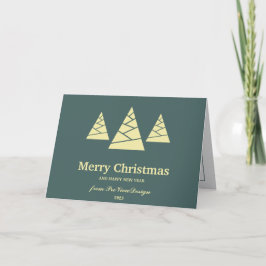 Tarjeta Festiva Navidades minimalis turquesa de menta de árbol y v