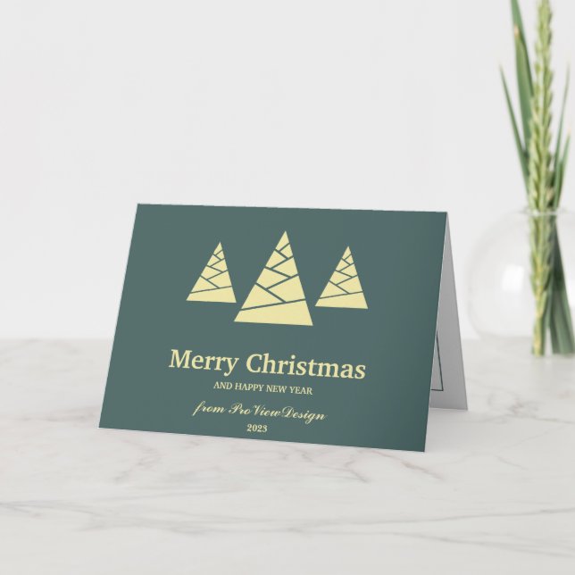 Tarjeta Festiva Navidades minimalis turquesa de menta de árbol y v (Anverso)