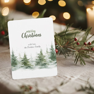 Tarjeta Festiva Navidades minimalistas acuarela Nieve perenne
