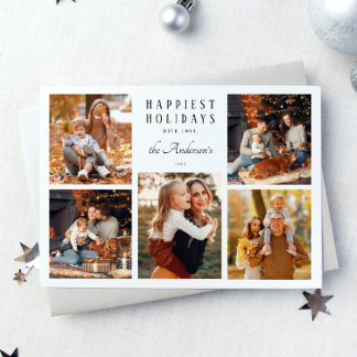 Tarjeta Festiva Navidades Minimalistas Boho 5 Collage de fotos