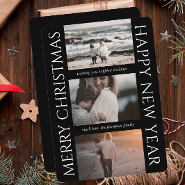 Tarjeta Festiva Navidades minimalistas Collage de fotos elegante y