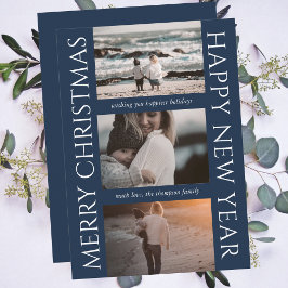 Tarjeta Festiva Navidades minimalistas Collage de fotos elegante y