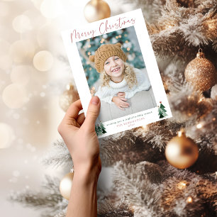 Tarjeta Festiva Navidades minimalistas de árboles rosas