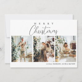 Tarjeta Festiva Navidades Minimalistas de Collage de fotos Rojo