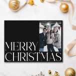 Tarjeta Festiva Navidades minimalistas de fotografía de color negr<br><div class="desc">Minimalista Vintage Elegante Negro Dos Navidades de fotografía Tarjeta de vacaciones</div>