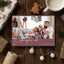 Tarjeta Festiva Navidades minimalistas de fotografía de la familia