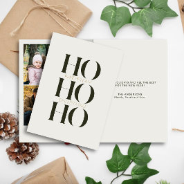 Tarjeta Festiva Navidades minimalistas de fotografía "HO HO HO HO