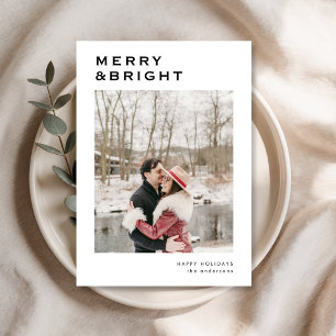 Tarjeta Festiva Navidades minimalistas de fotografía modernos y br