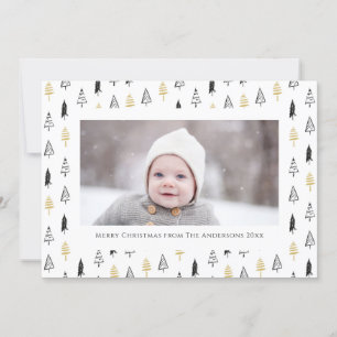 Tarjeta Festiva Navidades Minimalistas de Pino Negro de oro divert