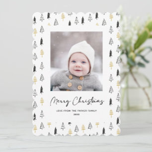 Tarjeta Festiva Navidades Minimalistas de Pino Negro de oro divert