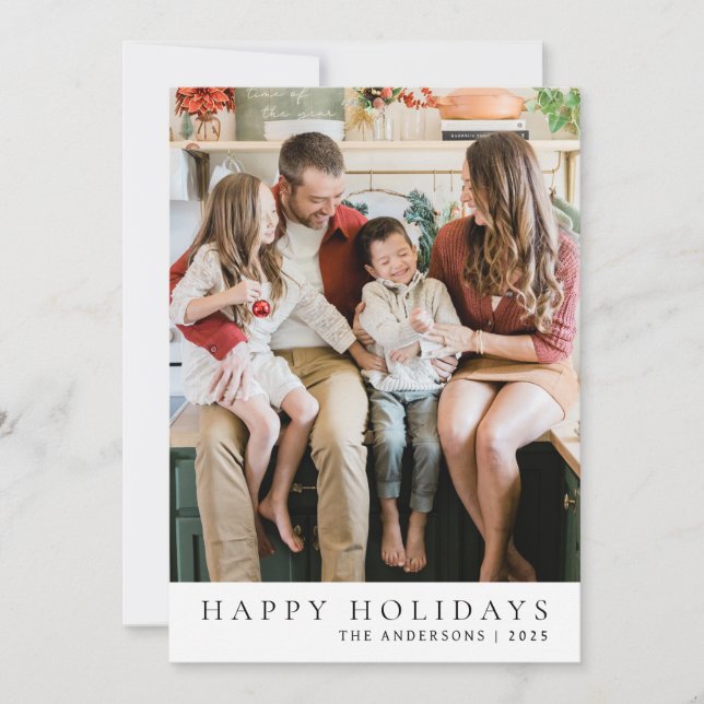 Tarjeta Festiva Navidades minimalistas elegantes | Familia moderna (Anverso)