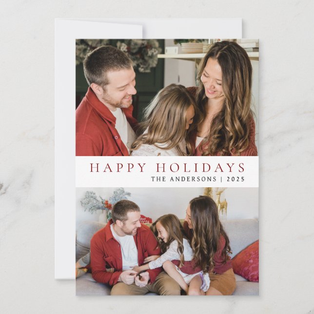 Tarjeta Festiva Navidades minimalistas elegantes | Familia moderna (Anverso)