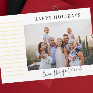 Tarjeta Festiva Navidades Minimalistas Gold Elegant Photo Happy