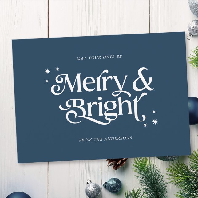 Tarjeta Festiva Navidades minimalistas merry y brillantes (Mockup View)