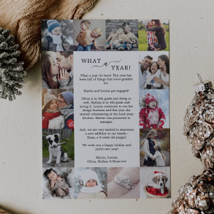 Tarjeta Festiva Navidades minimalistas qué año de Collage de fotos