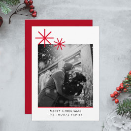 Tarjeta Festiva Navidades minimalistas simple foto roja