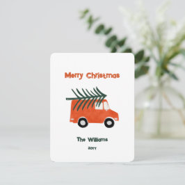 Tarjeta Festiva Navidades Mínimos Agrícola Camión Rojo