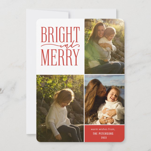 Tarjeta Festiva Navidades mínimos brillantes y merry modernos foto (Anverso)