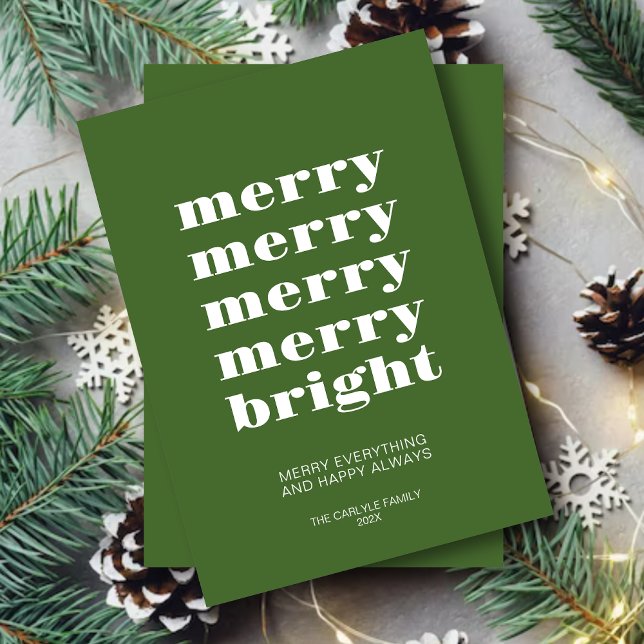 Tarjeta Festiva Navidades Mínimos Mínimos Verdes Brillantes y Bril (Subido por el creador)