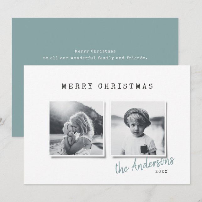 Tarjeta Festiva Navidades mínimos modernos foto múltiple (Anverso / Reverso)