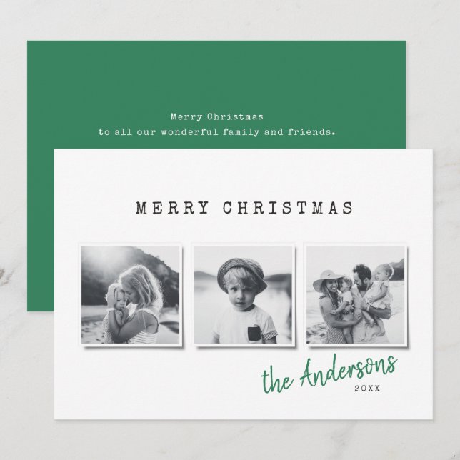Tarjeta Festiva Navidades mínimos modernos foto múltiple (Anverso / Reverso)