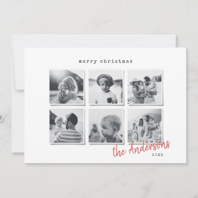 Tarjeta Festiva Navidades mínimos modernos foto múltiple (Anverso)