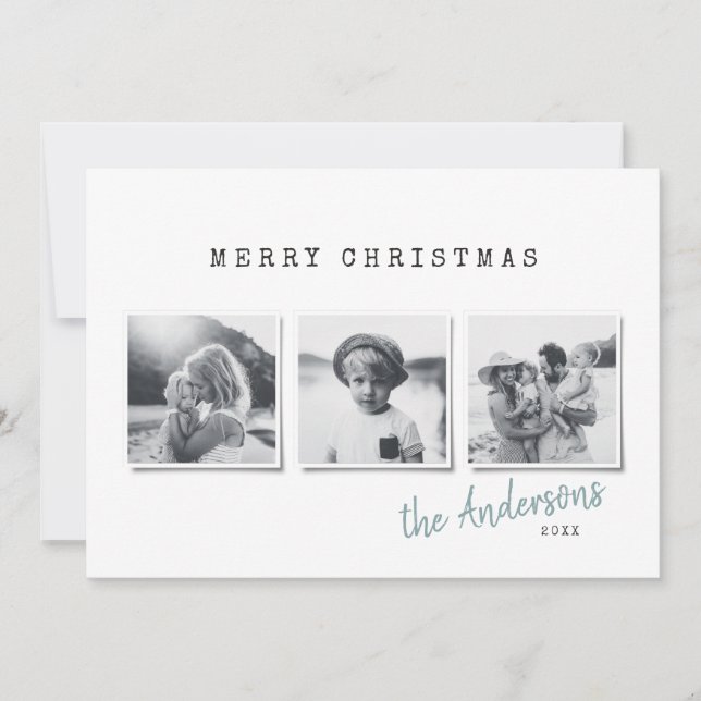 Tarjeta Festiva Navidades mínimos modernos foto múltiple (Anverso)