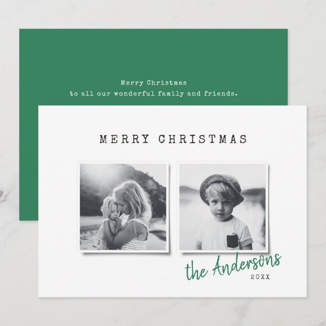 Tarjeta Festiva Navidades mínimos modernos foto múltiple (Anverso / Reverso)