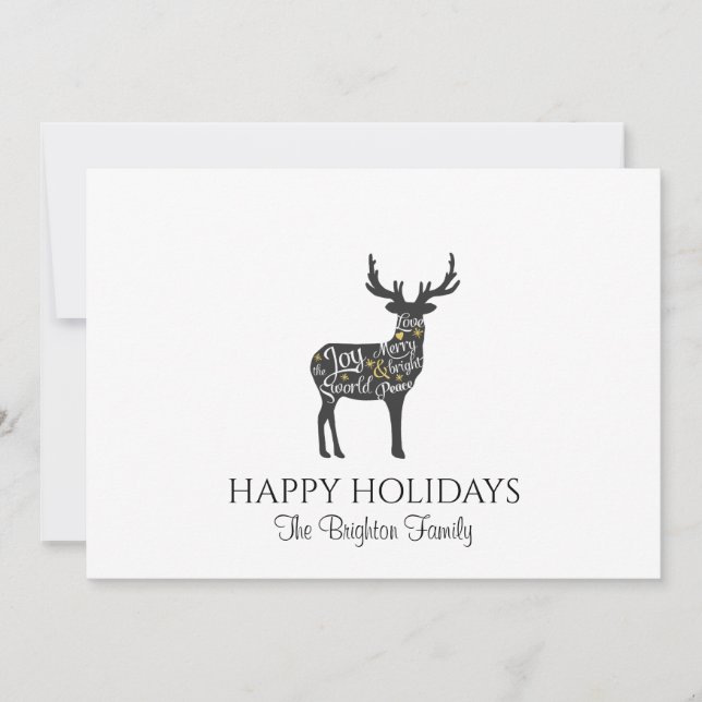 Tarjeta Festiva Navidades mínimos modernos renos (Anverso)