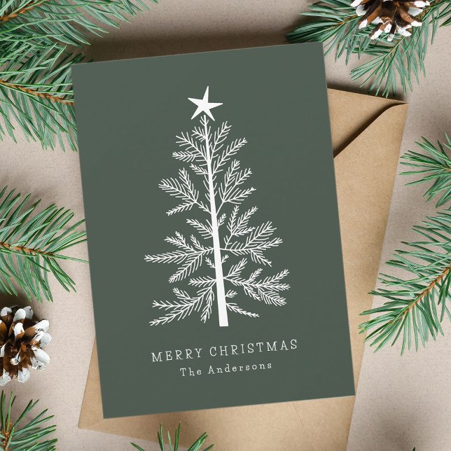 Tarjeta Festiva Navidades Mínimos Verdes Forestales Foto De Árbol  (Subido por el creador)