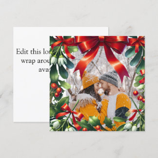 Tarjeta Festiva Navidades mistletoborde con arco rojo