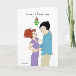 Tarjeta Festiva Navidades Mistletoe Pareja