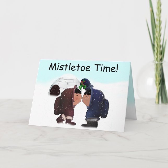 Tarjeta Festiva Navidades Mistletoe Time (Anverso)