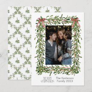 Tarjeta Festiva Navidades Mistletoe Trellis Photo