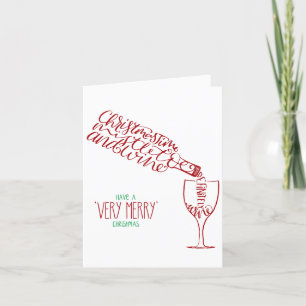 Tarjeta Festiva Navidades Mistletoe y Wine   Letra cursiva elegant