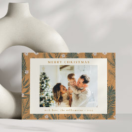 Tarjeta Festiva Navidades Modern Boho Botanical Greenerenerenery D