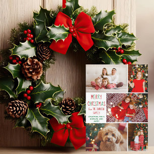 Tarjeta Festiva Navidades modernos 5 guión verde rojo Collage de f