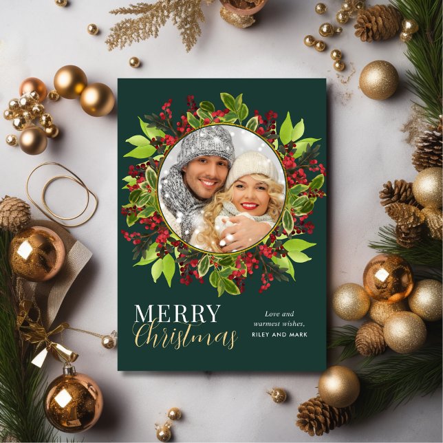 Tarjeta Festiva Navidades modernos acuarela foto botánica (Subido por el creador)