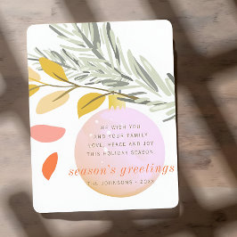 Tarjeta Festiva Navidades modernos adornos de nieve en el invierno