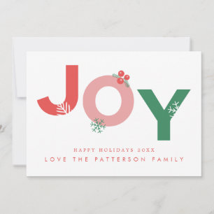 Tarjeta Festiva Navidades modernos Audaz guión JOY Photo