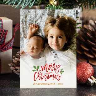 Tarjeta Festiva Navidades modernos Berries Snowflake Kids Foto