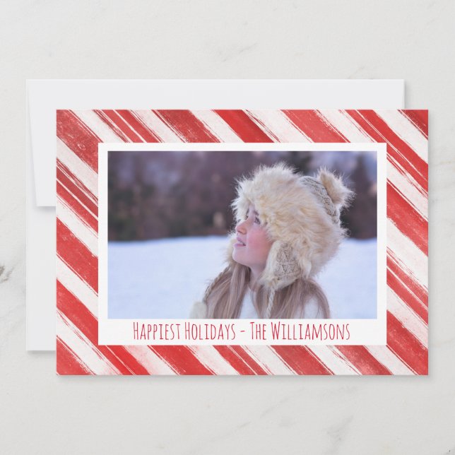 Tarjeta Festiva Navidades modernos Candy Cane Stripe Feriado (Anverso)