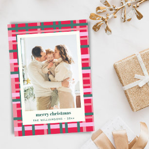 Tarjeta Festiva Navidades modernos colocados en rojo verde vertica