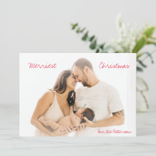 Tarjeta Festiva Navidades modernos con escritura roja minimalista