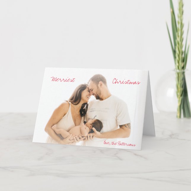 Tarjeta Festiva Navidades modernos con escritura roja minimalista (Anverso)